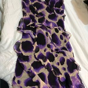 Rat & Boa Asymmetrical Dress in Purple and Black